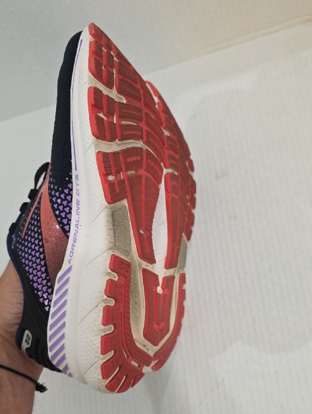 Brooks Adrenaline GTS 22 Womens Shoes - Navy with Coral & Purple Size 10 - Picture 11 of 11